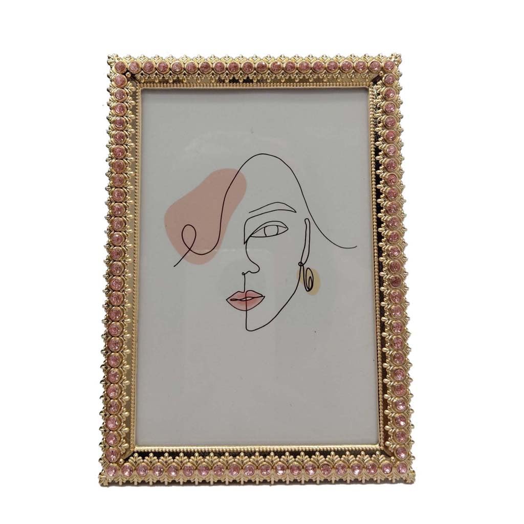 ZXWSTORE Photo Frame, Metal Creative Stand Photo Frame, Light Gold