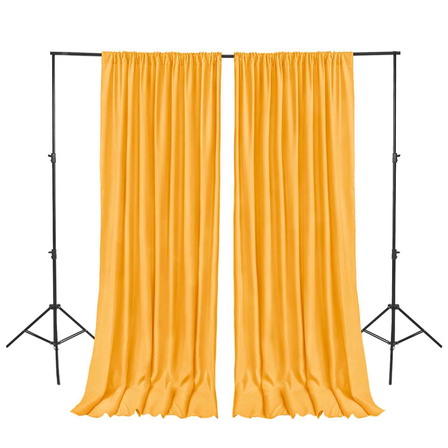 Hiasan Orange Yellow Backdrop Curtains for Parties, Polyester Photography Backdrop Drapes for Family Gatherings, Wedding Decorations, 5ftx7ft, Set of 2 Panels