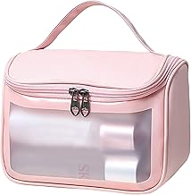 Transparent Makeup Bag for Women's Toiletries and Cosmetics, Large Capacity Waterproof Zippered Hanging Organizer Clear Travel Toiletry Bag - Perfect for Full Size Cosmetics