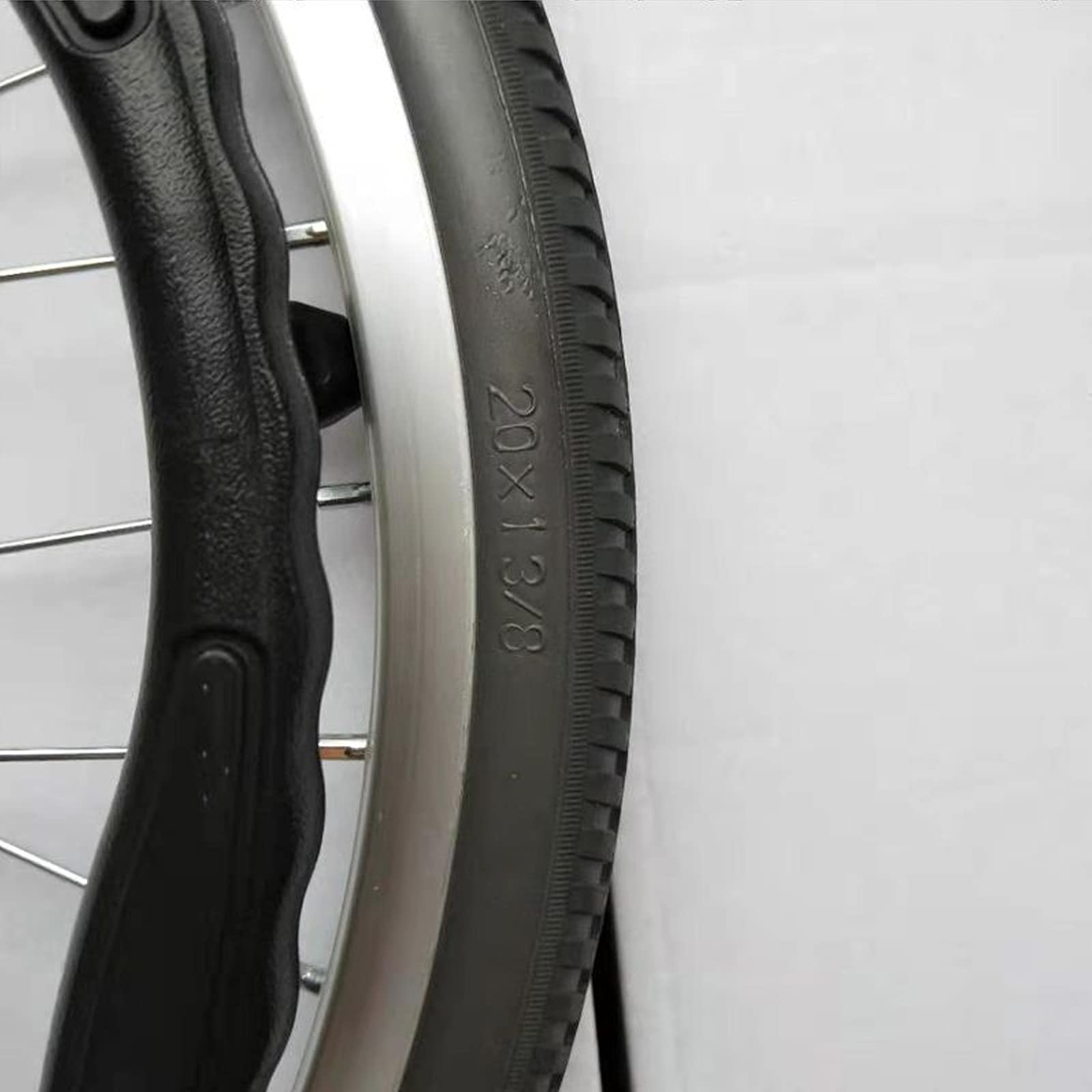 Reemplazo de Rueda de 20 Pulgadas para Sillas de Ruedas, PU No Inflable Accesorios para Sillas de Ruedas Sólidas Rueda Trasera, Negro (20x1 3/8)