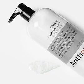 Anthony Glycolic Facial Cleanser for Men, Daily Exfoliating & Hydrating Face Wash, Shave Prep, Non-Foaming, Deep Cleansing, Gentle on Sensitive Skin, Removes Dirt & Oil, Smooths Texture, 32 Fl Oz
