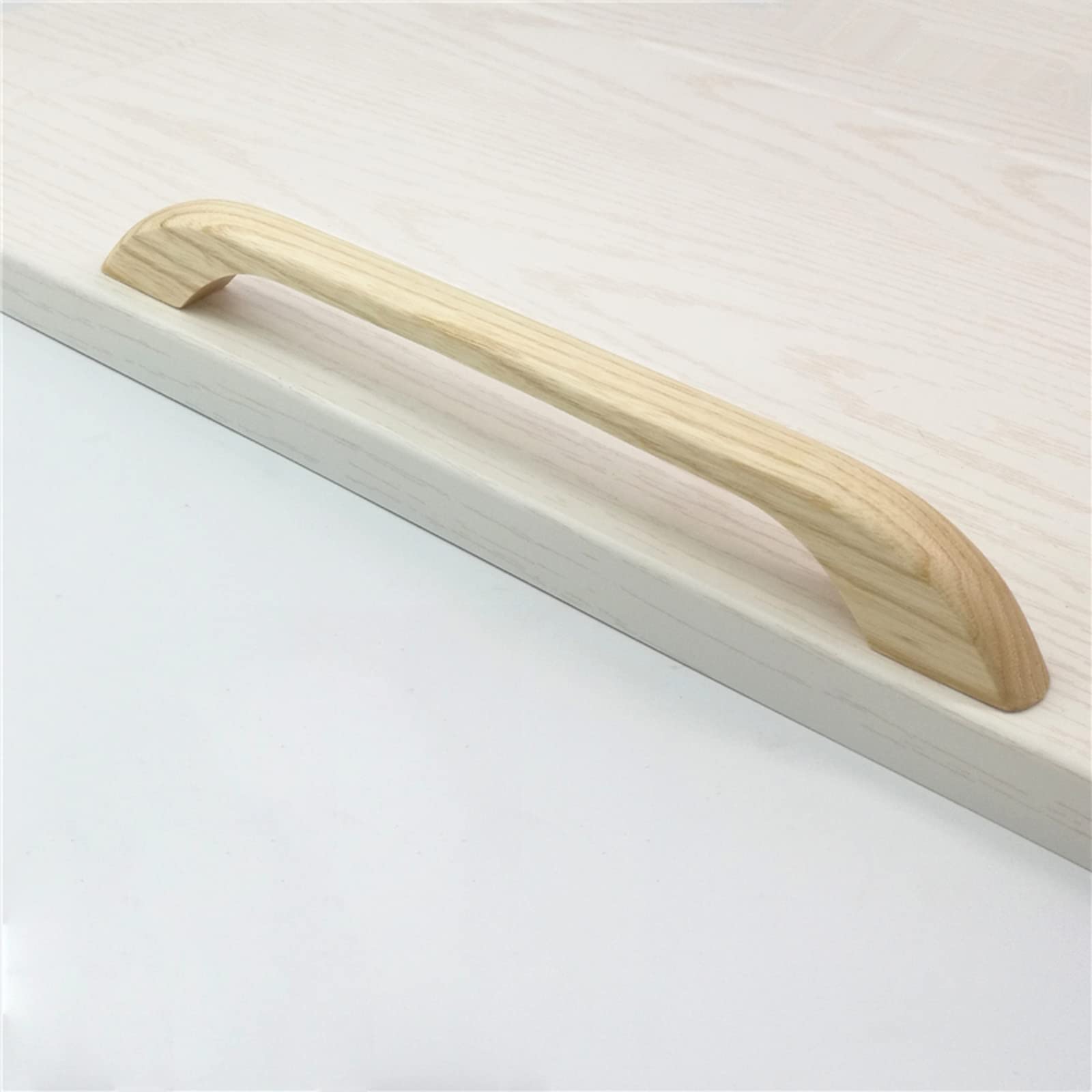 Wooden Cabinet Handles Solid Wooden Drawer Pull Furniture Cabinet Hardware, for Furniture Drawer Cupboard Dresser Shoesbox Wardrobe Kitchen (128mm,Ash)
