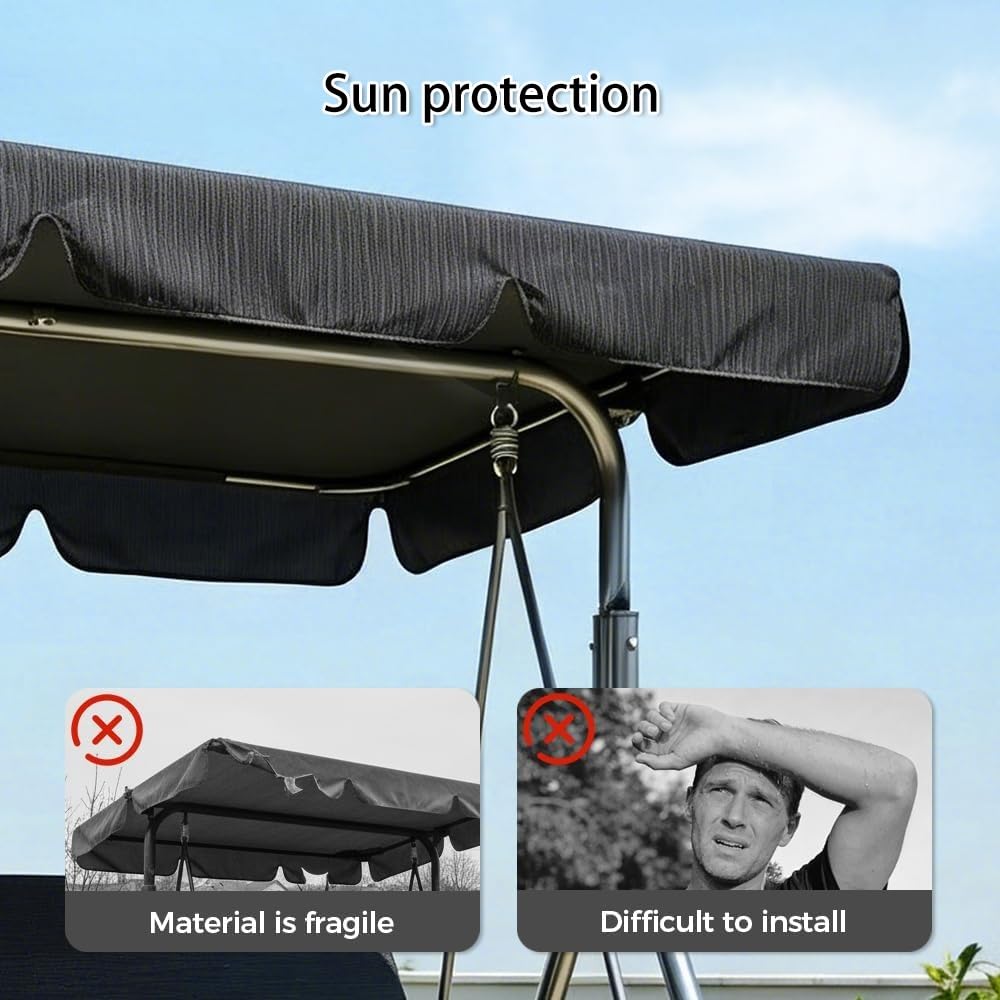 190x120cm Toldo De Repuesto para Balancín De Jardín 3 Plazas, 164x114cm Techo Solar Universal Impermeable, Toldo para Balancín Exterior(Gray,74.8x47.2in/190x120cm)