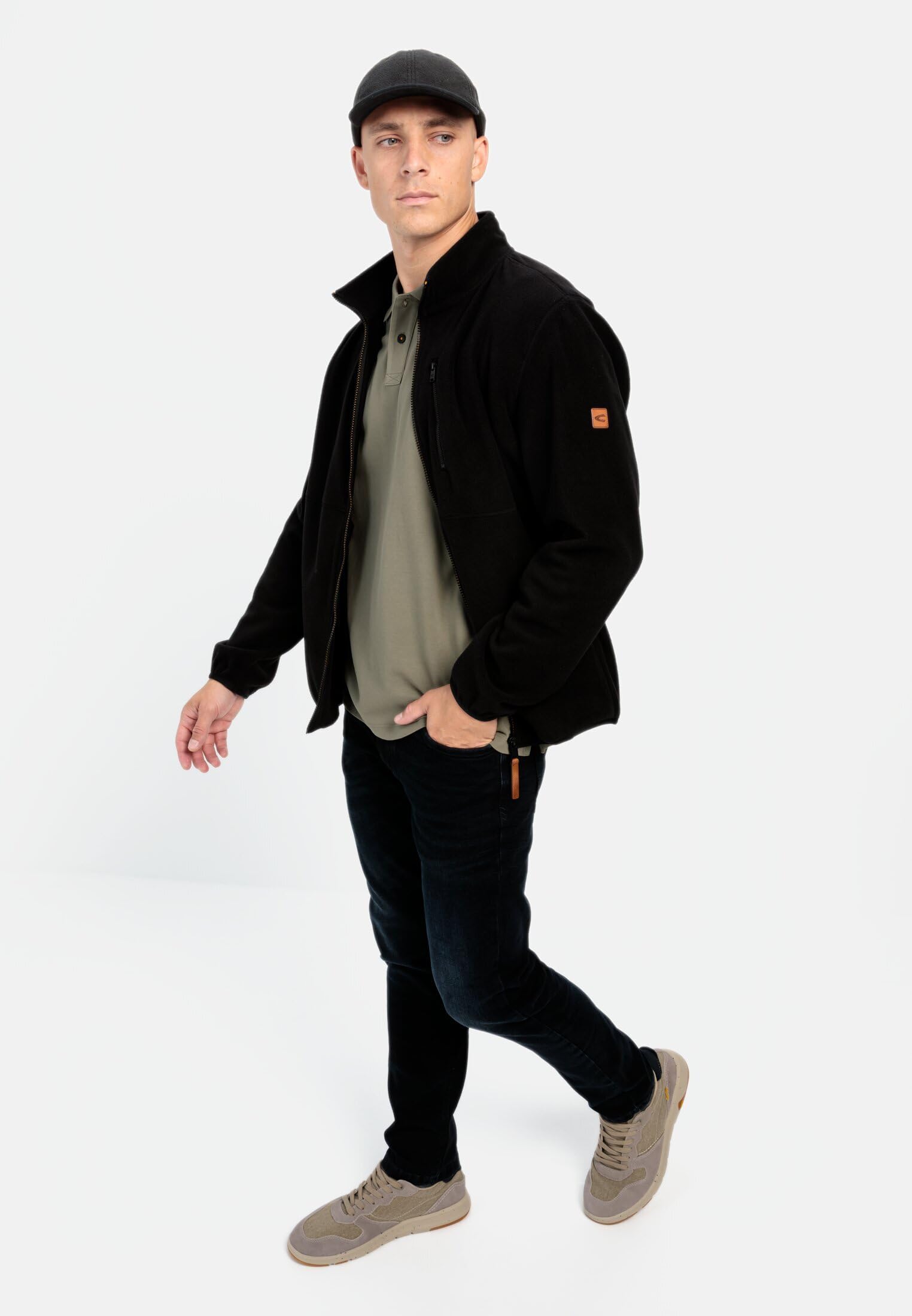camel active Męska koszulka polo z rękawami do łokci z czystej bawełny, khaki, XXL