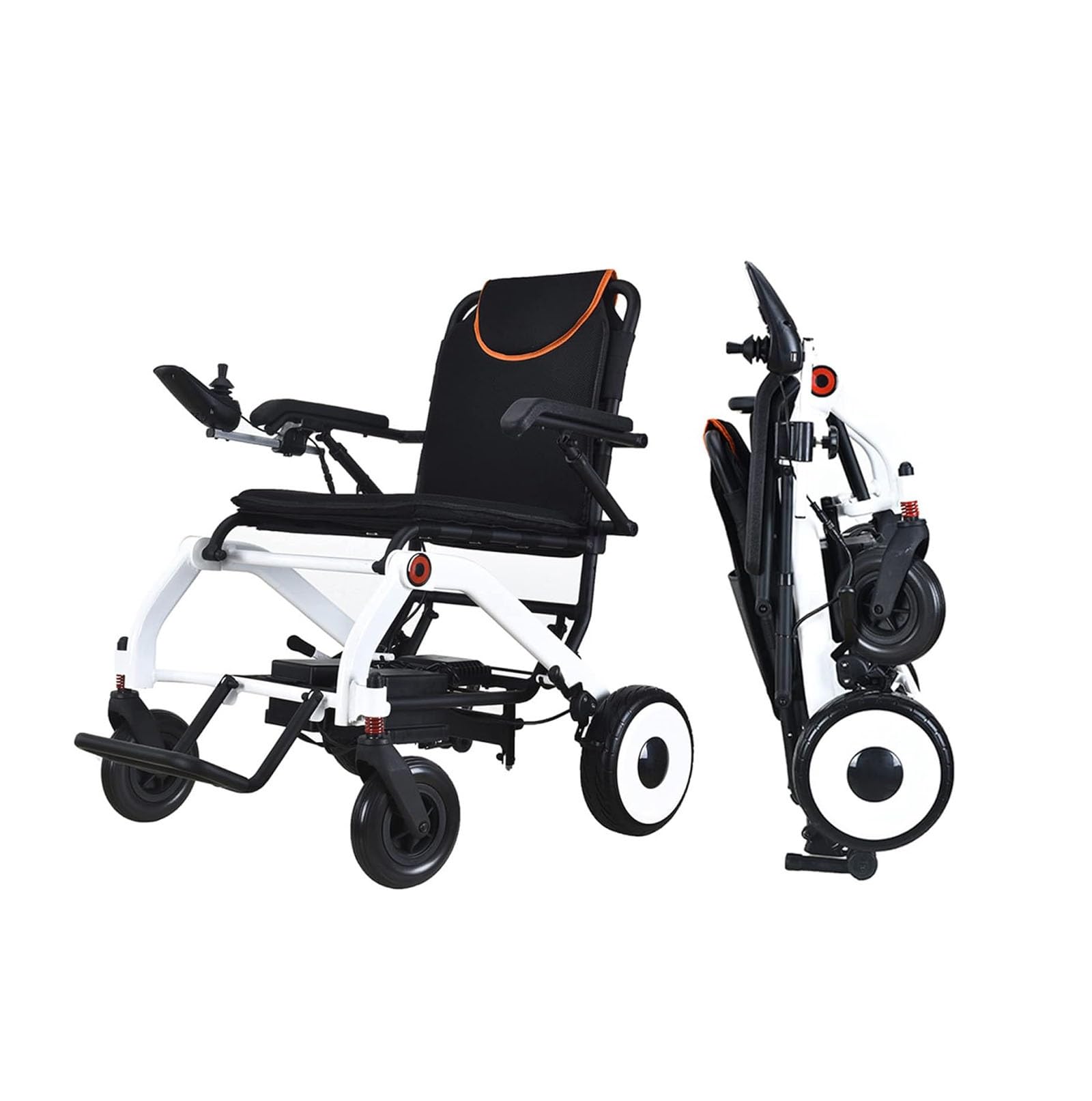 Carrozzina pieghevole in alluminio,potente sedia a rotelle elettrica pieghevole a doppio motore, con joystick e assorbimento degli urti, trasporto portatile per adulti anziani disabili