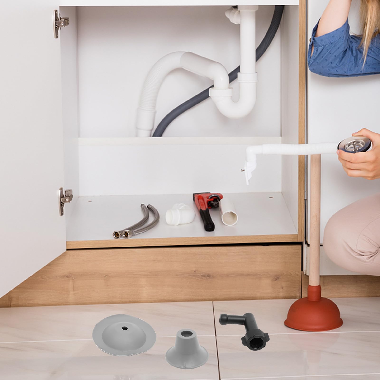 Desatascador Blanco Flexible Cabezal Giratorio de Inodoro | Plástico, Mango Ergonómico, Limpieza de Drenaje, Apto para Familias y Amigos, Ayuda Frente a Atascos Tuberías