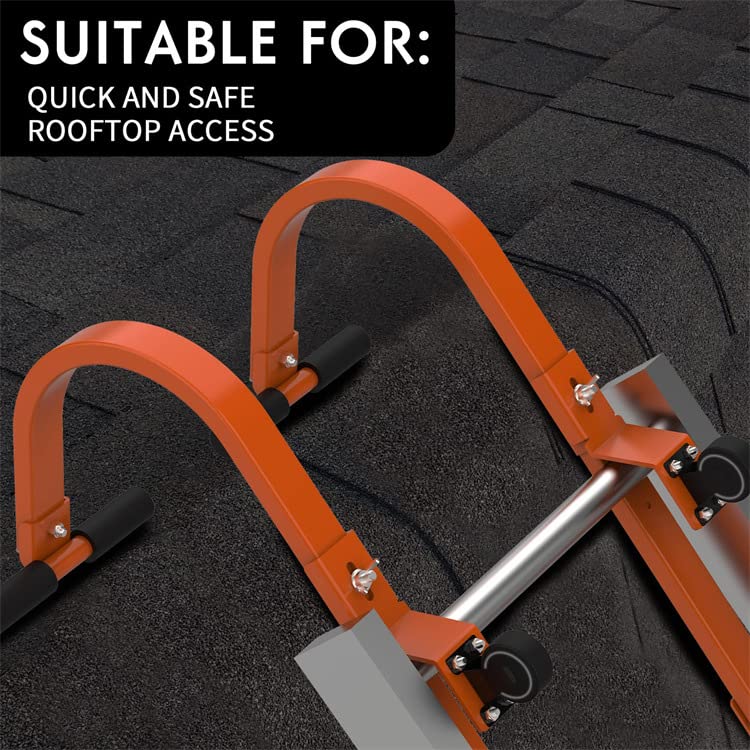 Ladderhaak voor dak, met wiel, ladderstabilisator, staal, universele adapter voor ladder van aluminiumlegering, robuust, dakverlenging, 2 stuks