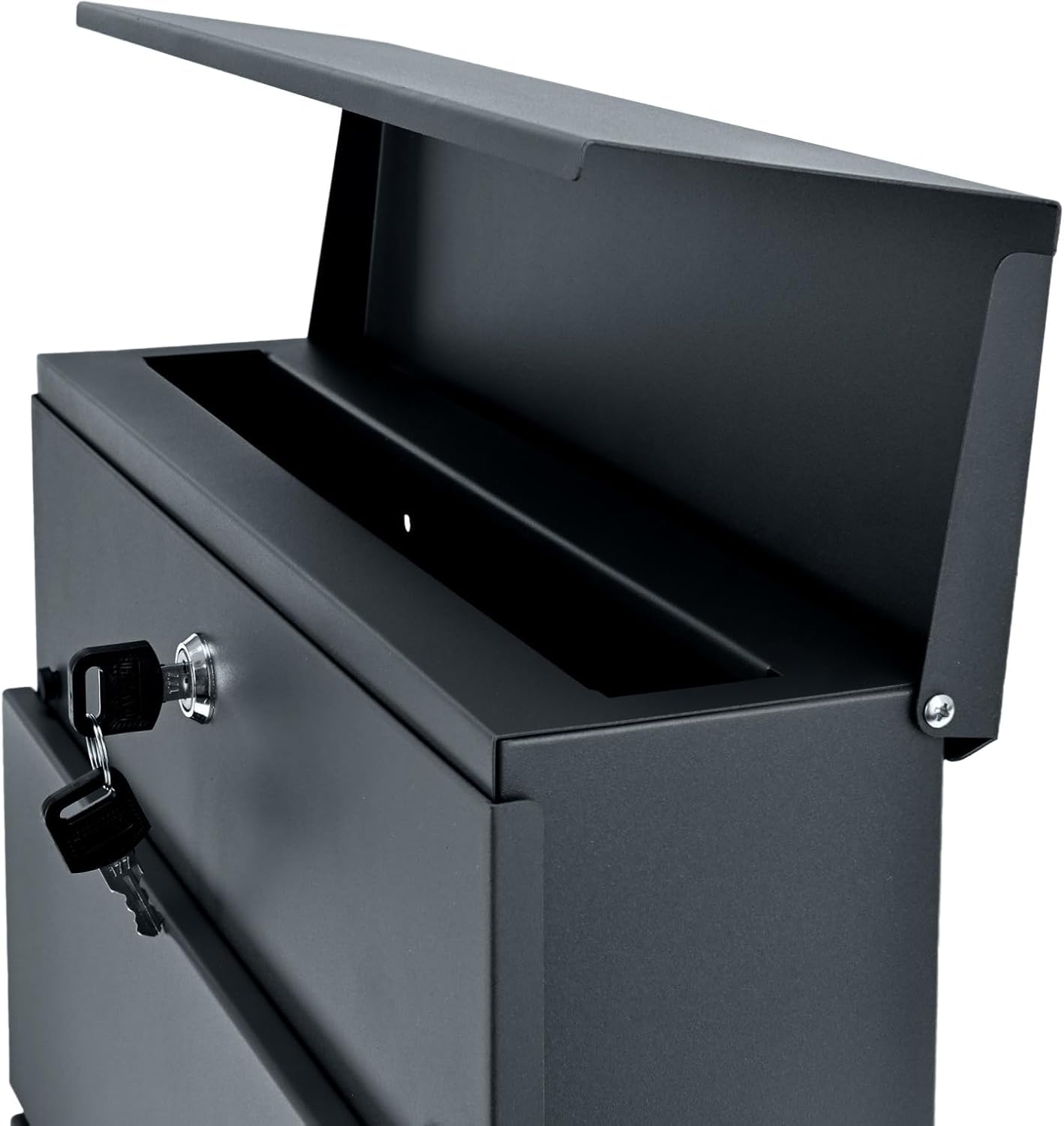 Verda Cassetta delle lettere con scomparto per giornali, 2 chiavi, antracite, cassetta delle lettere di design, con serratura in acciaio inox nascosta sotto il coperchio, rotolo di giornali, moderna