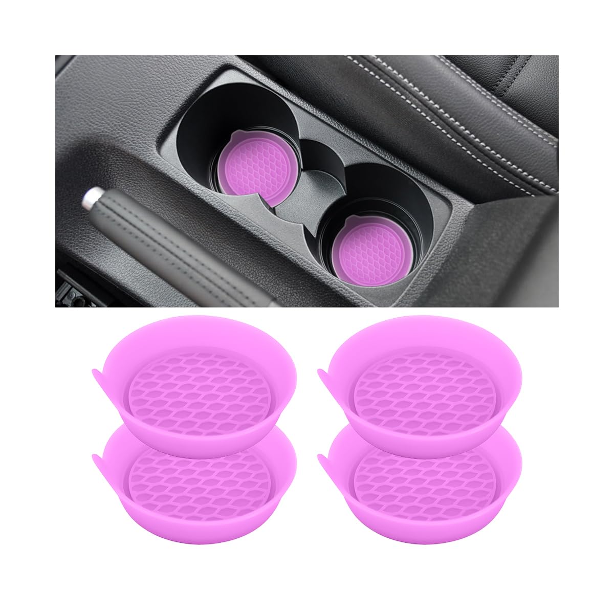 Mandark Car Cup Coaster, 4PCS Silicone Non-Slip Vehicle Drink Cup Mat, Sift-Proof Spill Recessed Automotive Interior Cup Holder Insert Protector