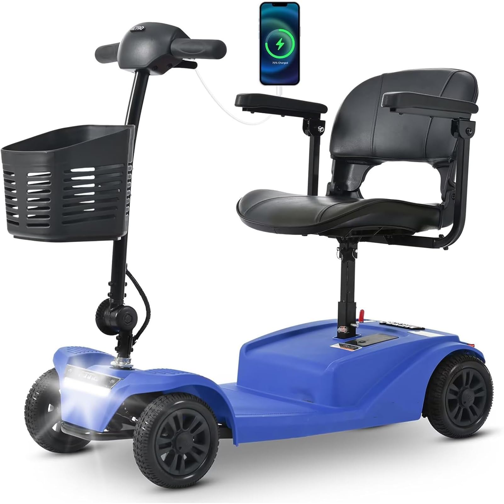 Scooter De Mobilité Pliable pour Seniors, Scooter 4 Roues pour Adultes, Scooter MéDical éLectrique Compact, IdéAl pour Les Voyages, Compact Et Robuste.