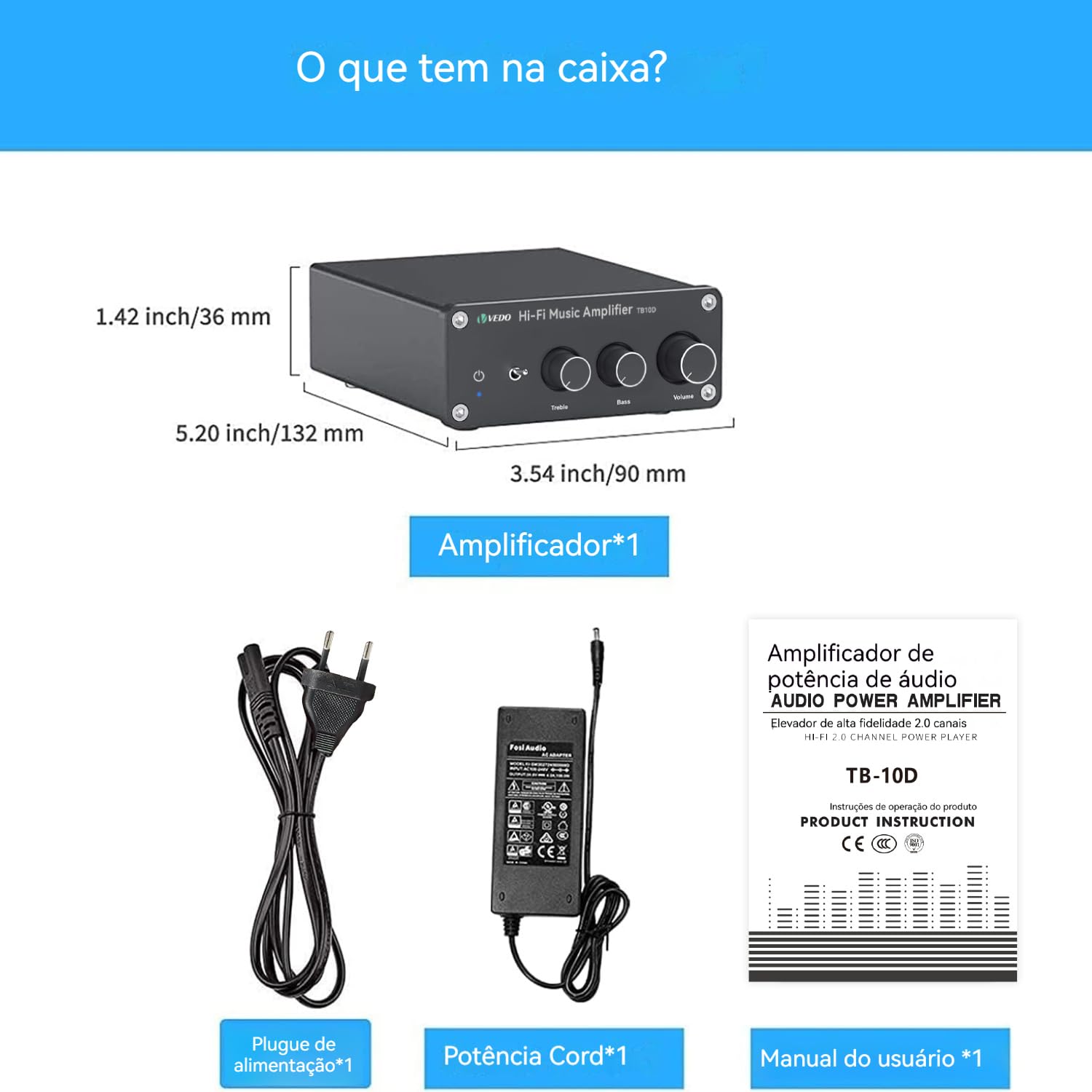Audio Tb10D 600W Tpa3255 Amplificador de Potência Áudio Doméstico