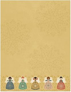 Folk Angel Letterhead / 50 Sheets / 8.5" x 11" Festive Christmas Holiday Illustrated Paper/Decorative Religious Winter Stationery Letterhead