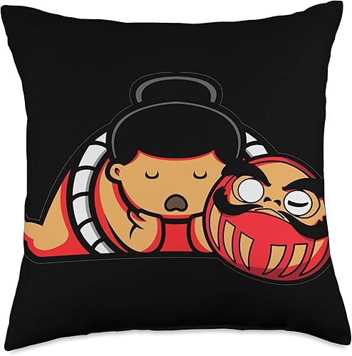 Japón Estética Japonesa Tradicional Ropa Japonesa Daruma Muñeca Sumo Wrestler Kawaii Throw Pillow 18x18, Multicolor Japón Estética Japonesa Tradicional Ropa Japonesa Daruma Muñeca Sumo Wrestler Kawaii Throw Pillow 18x18, Multicolor