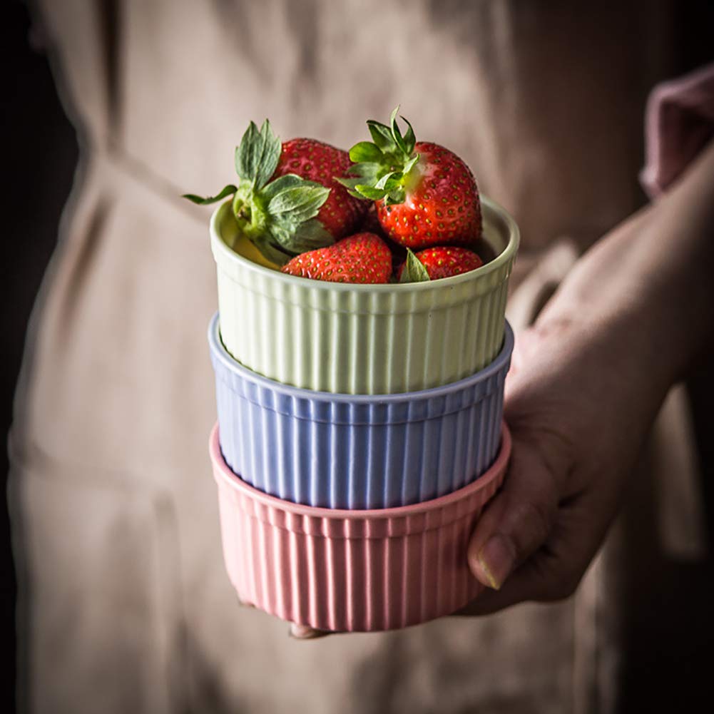 5er Set Soufflé Förmchen Mit Deckel, Creme Brulee Schälchen Formen Aus Porzellan, Mini Ofenfeste Förmchen Pastetenförmchen Aus Keramik, Dessertschale Förmchen Für Muffins, Cupcakes, Dessert Und Obst