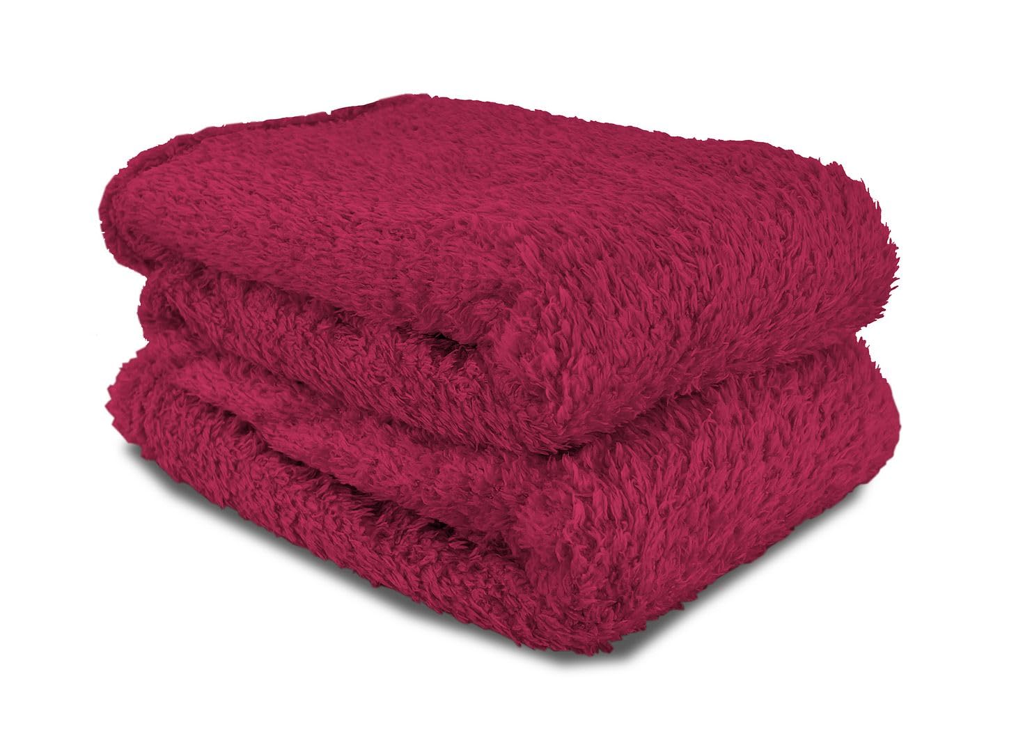 John Aird Teddy Fleece Cozy Bed Sofa Throw Blanket (Red, King (200 x 240cm)