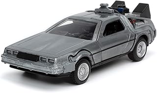 Jada Toys 253252017 Time Machine Back to The Future 1, powrót do przyszłości 1, zabawkowy samochód z Die-cast, drzwi do otwierania, skala 1:32, srebrny metalik