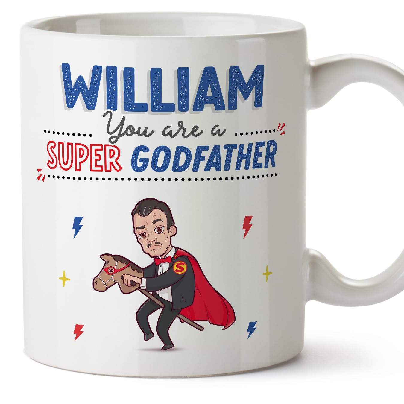 MUGFFINS Personalised Mug for Godfather - in English - You are Super! - Funny Custom Gift - Ceramic 11oz Mug
