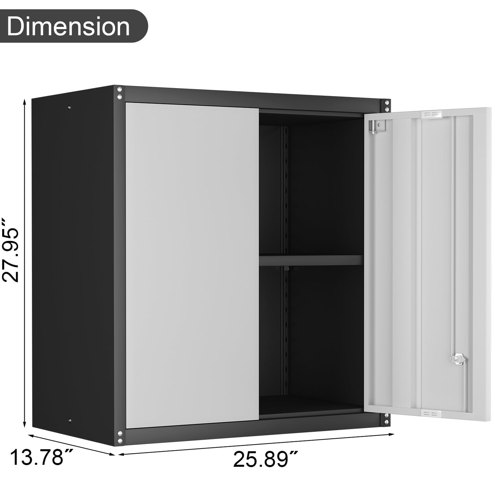 IRONFFICE Garage Wall Cabinet,Garage Storage Cabinets with Adjustable Shelf,Metal Cabinets for Garage,Utility Room,Grey