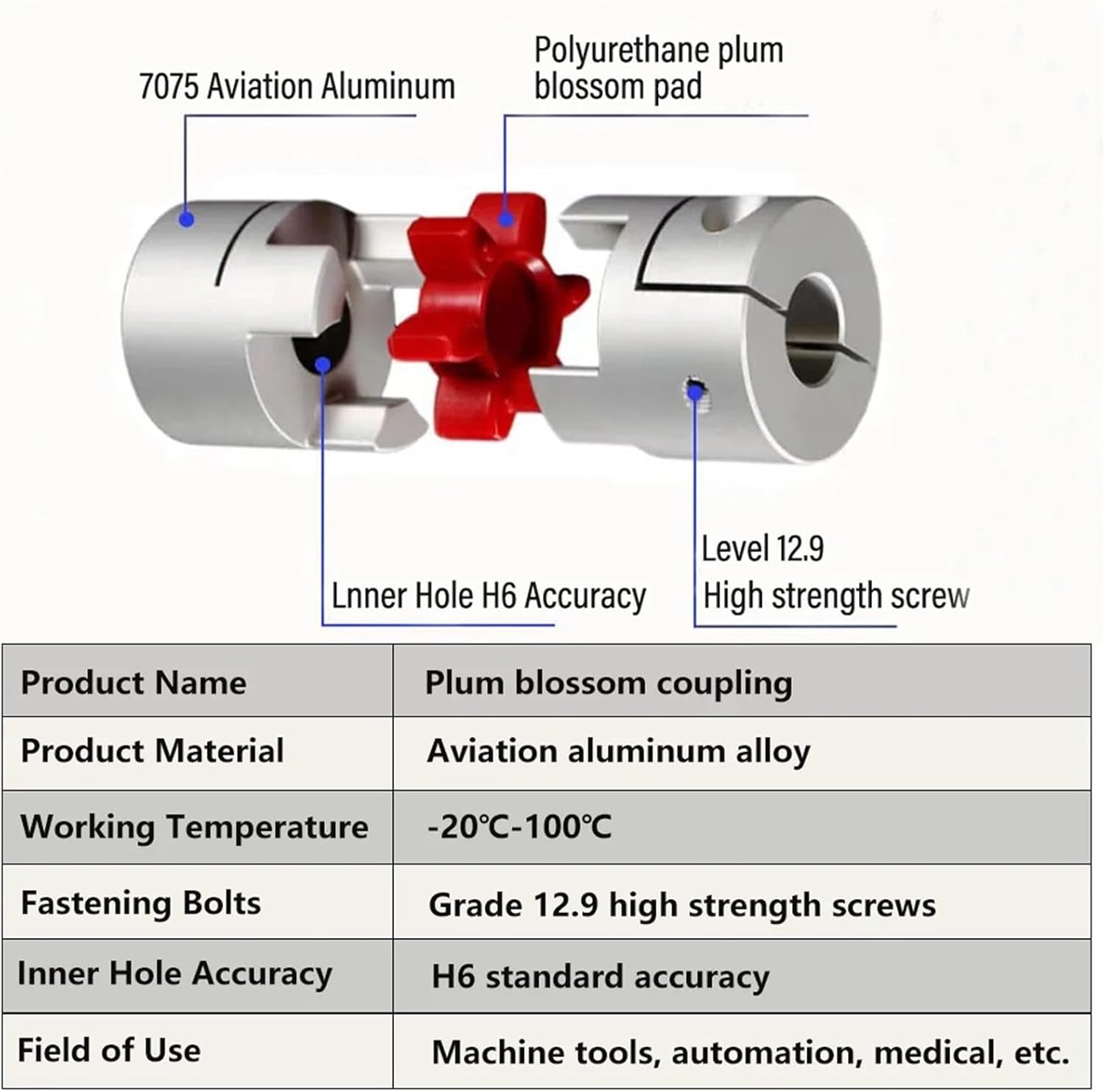 D25L35 Aluminum Two-Jaw Flexible Coupling - High-Temperature Motor Connector for 5mm-14mm Shafts(10x10mm)