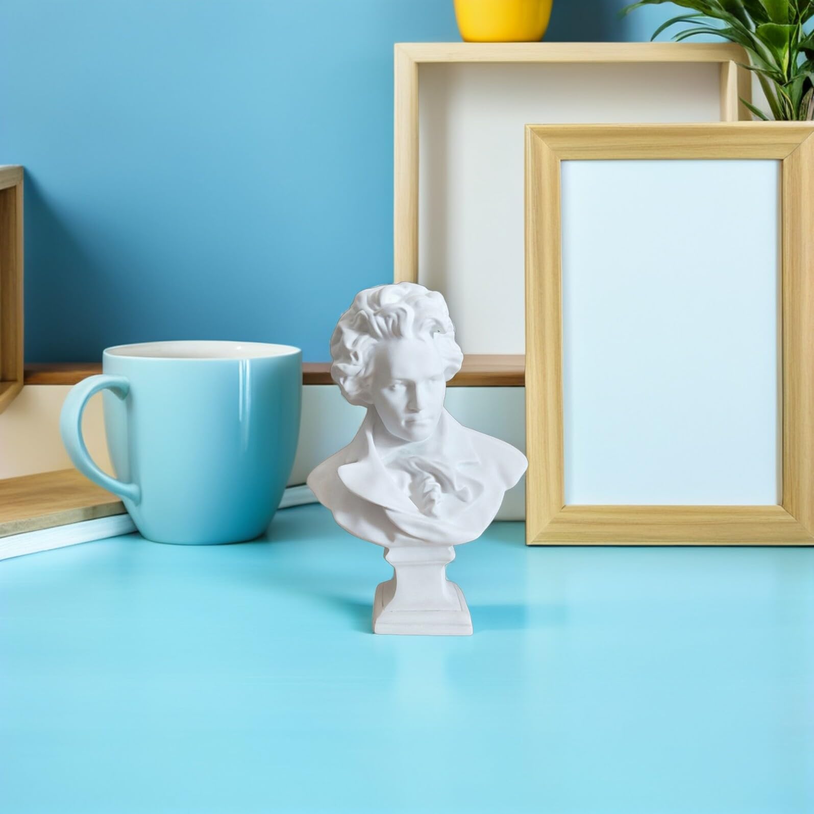 Resina Bianca Busto di Beethoven, Scultura Europea Decorativa | Realistico e Lavabile, Lavorazione Delicata, per Soggiorno e Copia di Disegno Artistico