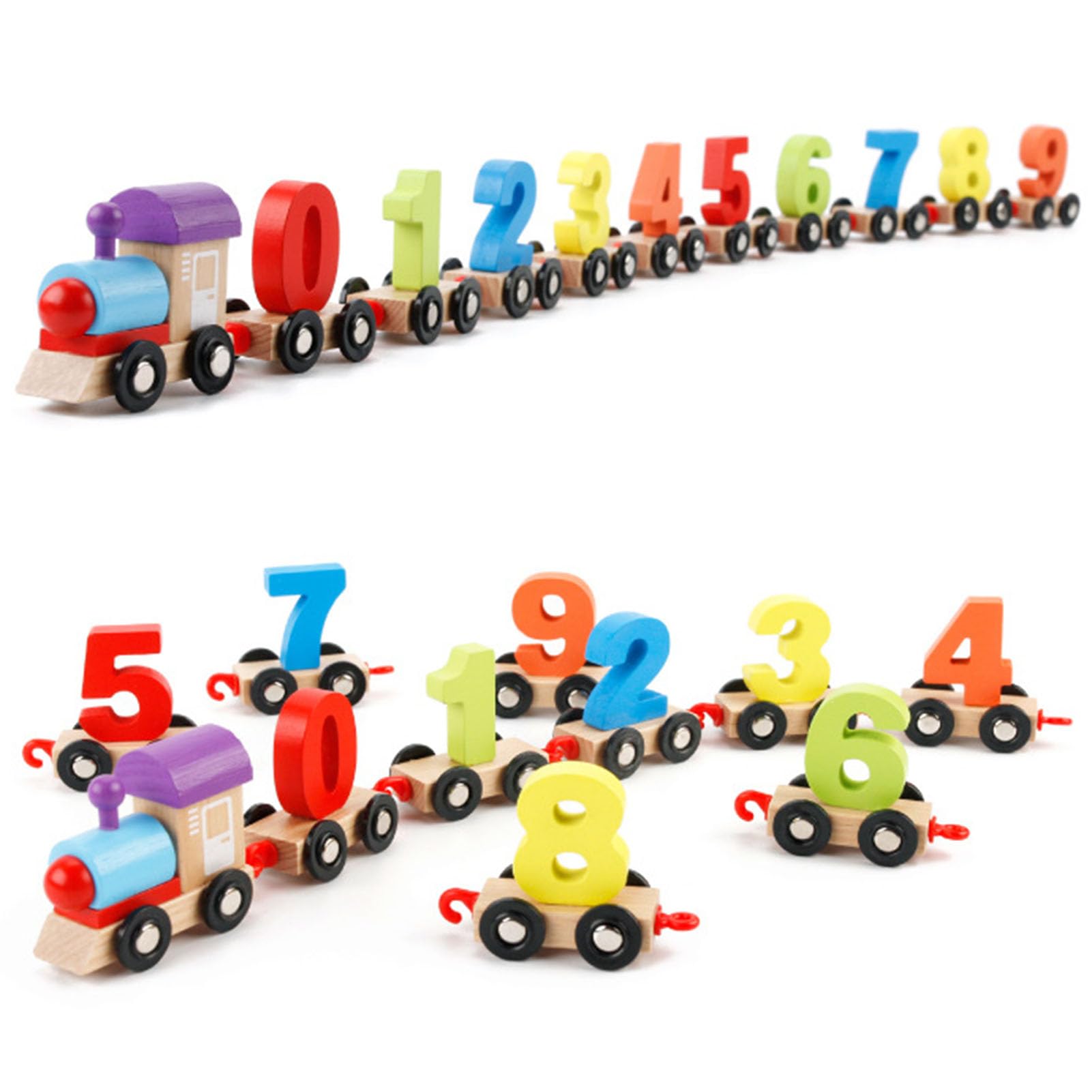 11 Sections Number Train Toy Early Educational Counting Number Train Building Blocks for Children