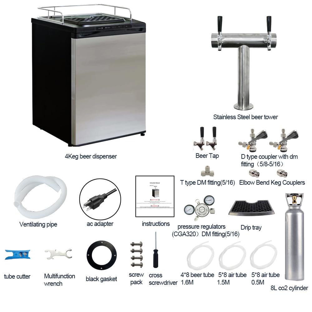 TWELVETAP- 4 Keg Capacity beer dispenser-Double Tap Stainless Steel Kegerator-Designed for Homebrewers