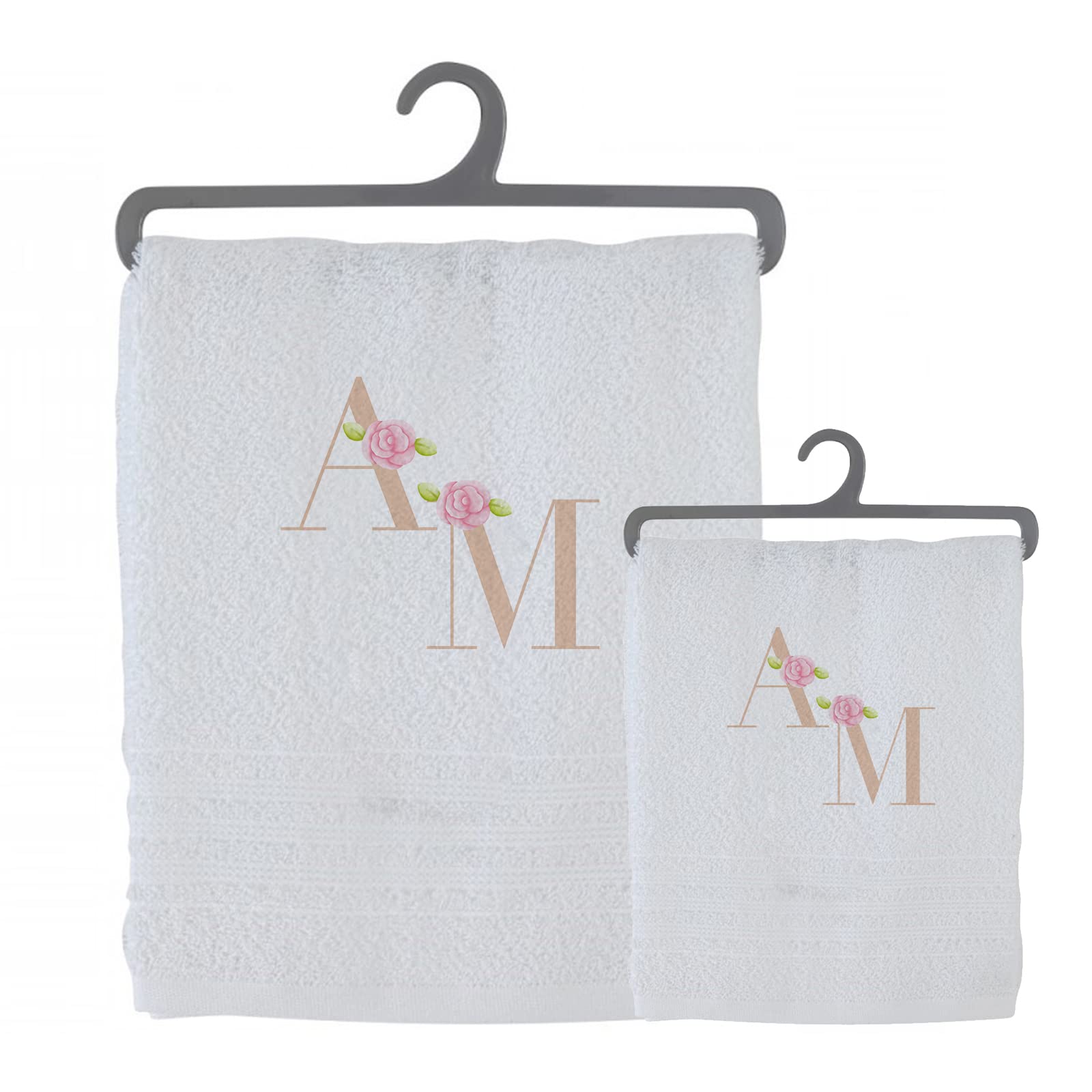 Set 2 Asciugamani Bagno Personalizzati con Iniziale Nome e Palline Natale 100% cotone made in Italy Asciugamano Viso Asciugamano Ospite Bianco Stampa Idea Regalo Doccia Biancheria Casa Christmas