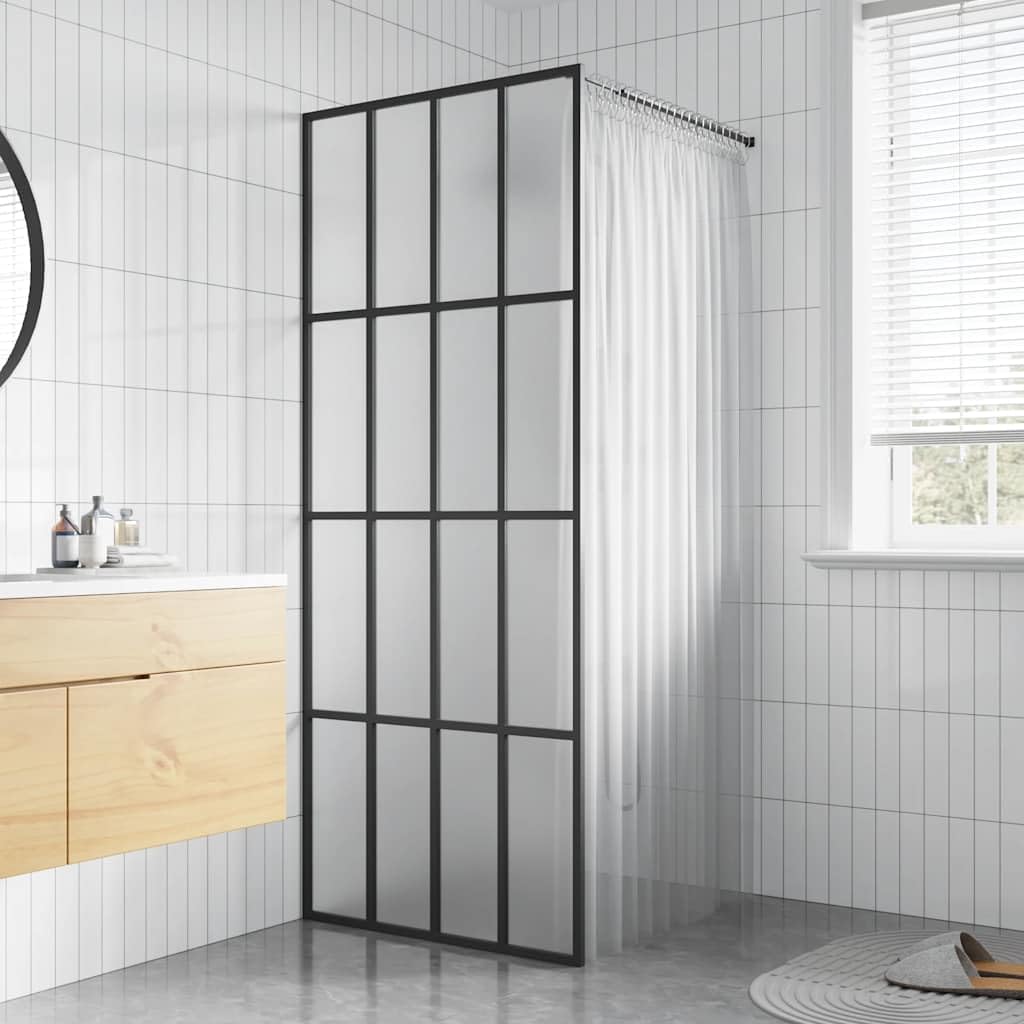 Mampara de ducha de cristal templado mate de 90 x 195 cm con 4 piezas de cristal y marco de aluminio – Mampara de ducha ajustable para un diseño minimalista y fácil