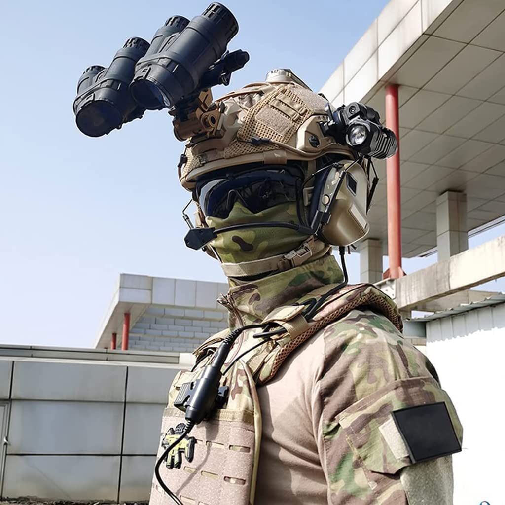 Fast Casque Airsoft avec Casque Antibruit, Housse de Casque Tactique Multicam et Masque Intégral Cagoule, Équipement Tactique d'extérieur pour Jeu Militaire CS de Chasse au Paintball