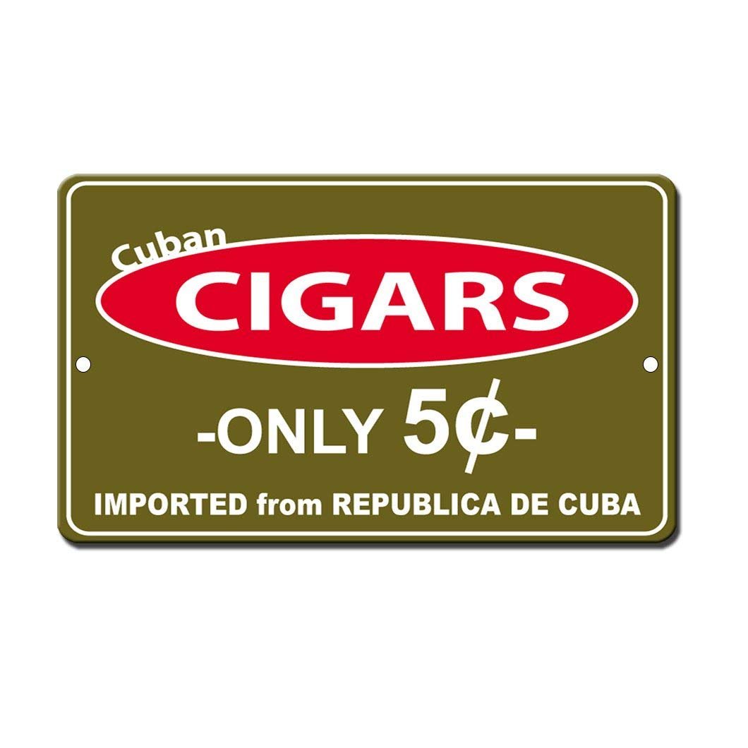 DOGT Metal Sign 12x16 inches Metal Road Sign Cuban Cigars Only 5 Cents Novelty Funny Notice Sign for Indoor Outdoor Yard Street Signs