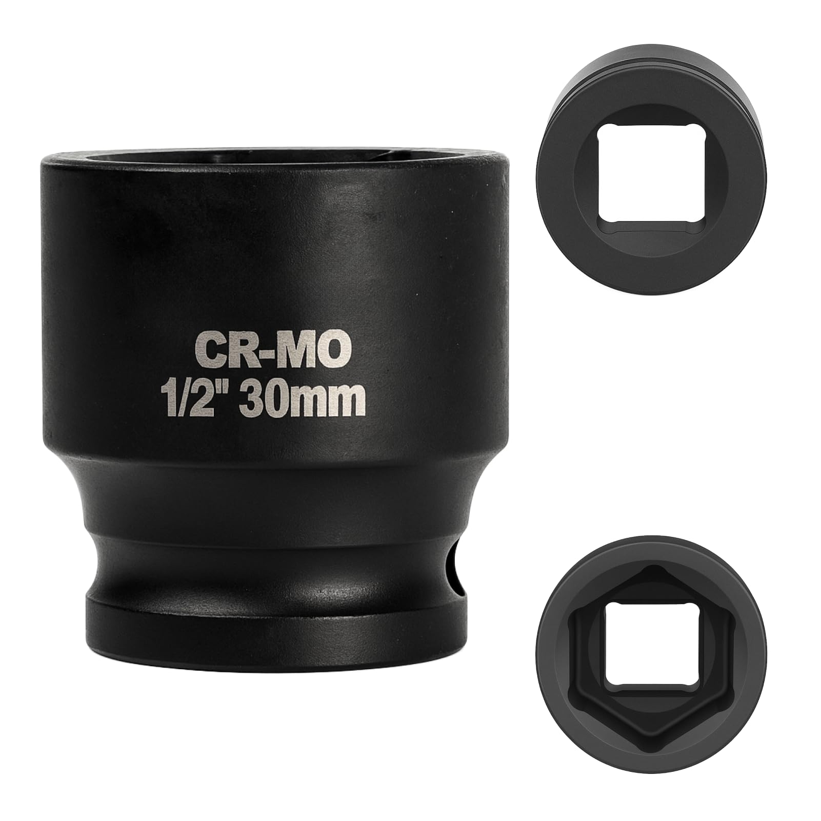 FortuneGlobe Socket 30 mm 1/2 inch Hexagon, Impact Socket 1/2 30 mm Chrome-Molybdenum Steel CR-MO (Black) — image 1