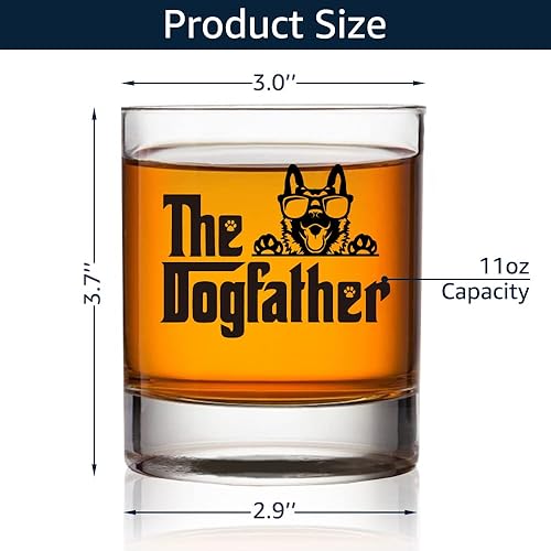 Miniatura 3 de TOUNER Vasos de whisky de pastor alemán, vaso de whisky de The DogFather para él, regalos de perro y papá para hombres, regalos de perro papá,
