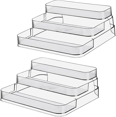 Zilphoba 2 estantes acrílicos para especias, sin montaje, transparente de 3 niveles, estante para botella, organizador de tocador para gabinete,