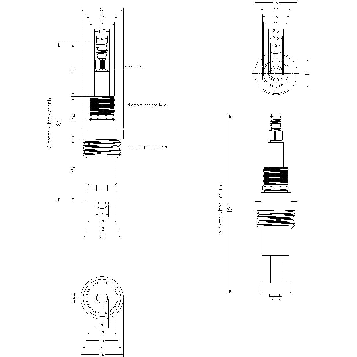 Vitone per rubinetto compatibile con 1180R serie Roma Stella by Hydro Home