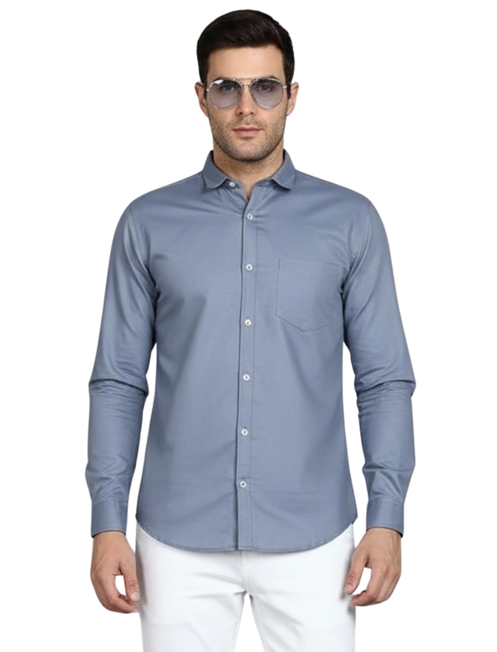 ONLY Men's Pure Cotton Striped Printed Shirt with Spread Collared Neck Full Sleeve Curved Hemline Button Closure and Regular Fit | Shirt for Man in multi