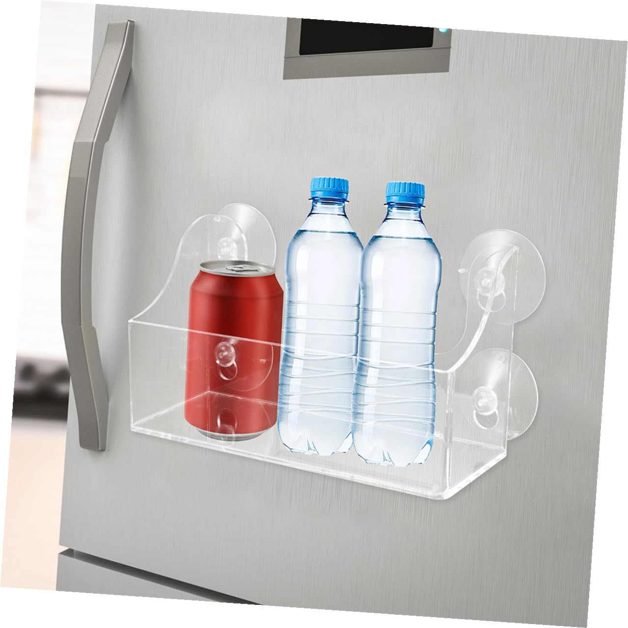 ULTECHNOVO 2stück Flaschenregal für Kühlschrank mit Saugnapf Aufbewahrungsregal aus Acryl Organizer für Gewürze und Flaschen Seitenablage für Kühlschrank Schwebende Ablage für Getränke