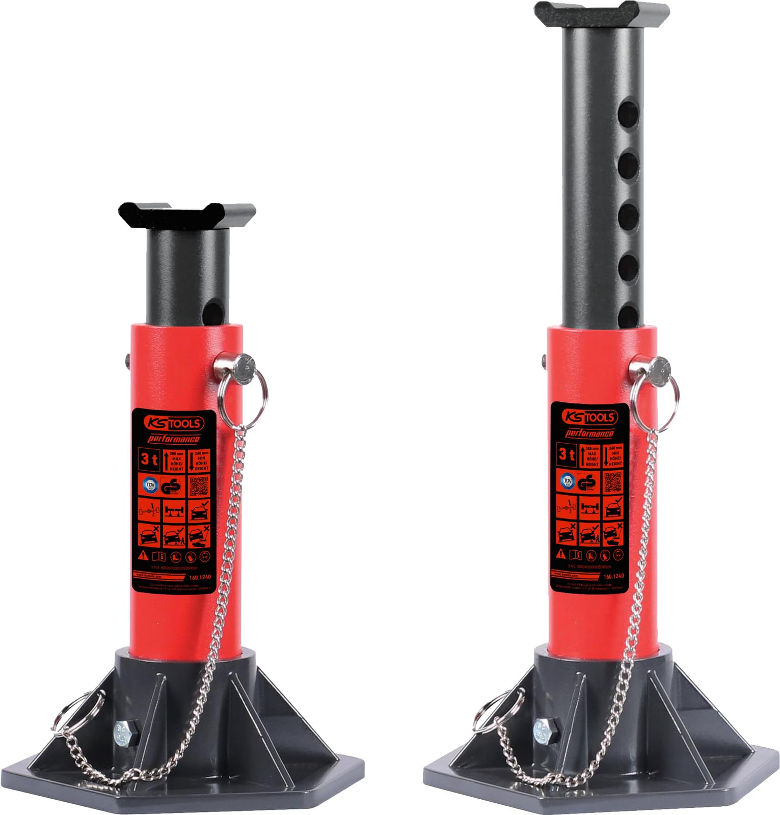 KS Tools 160.1240 Performance Aluminium Axle Stand, 3000 kg, Pair