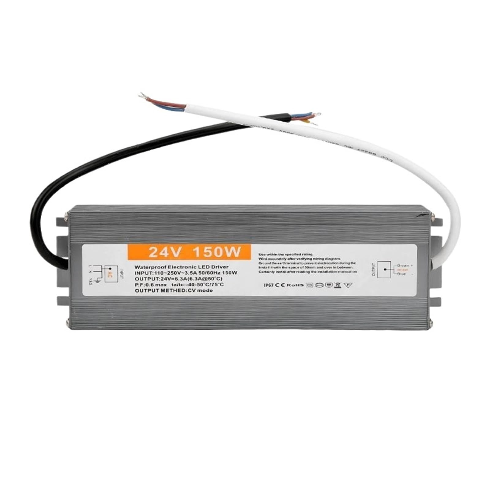 MBMYVRNKJL 110-250V AC to DC 24V 150W 6.25A Lighting Transformer LED Drive Adapter Aluminum Switching Power Supply