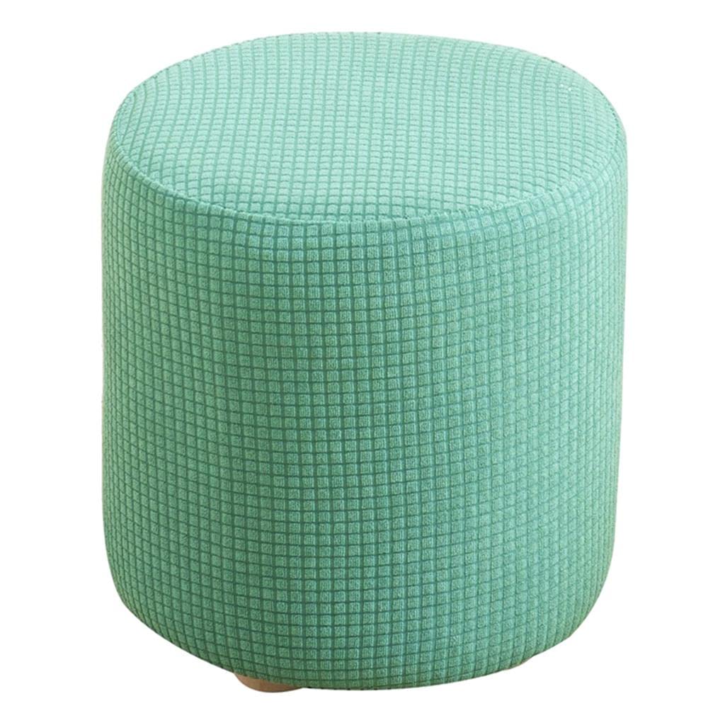Slipcover Stretch Ottoman Furniture Protector Round Couch Sofa Cover Home Light Green | Benches & Stools-image-46