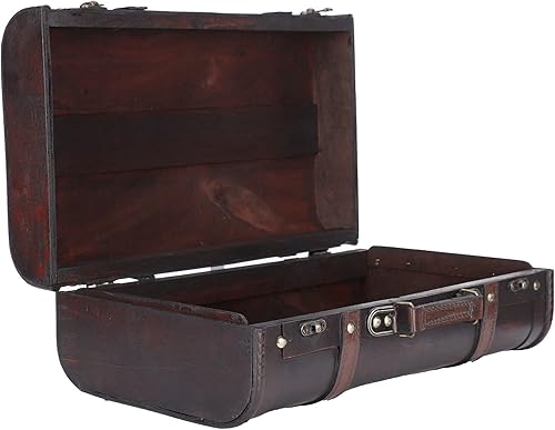 Miniatura 5 de Maleta de madera, maleta nostálgica retro, práctica y fuerte capacidad de carga, funda de madera antigua, diseño de doble capa para decoración del