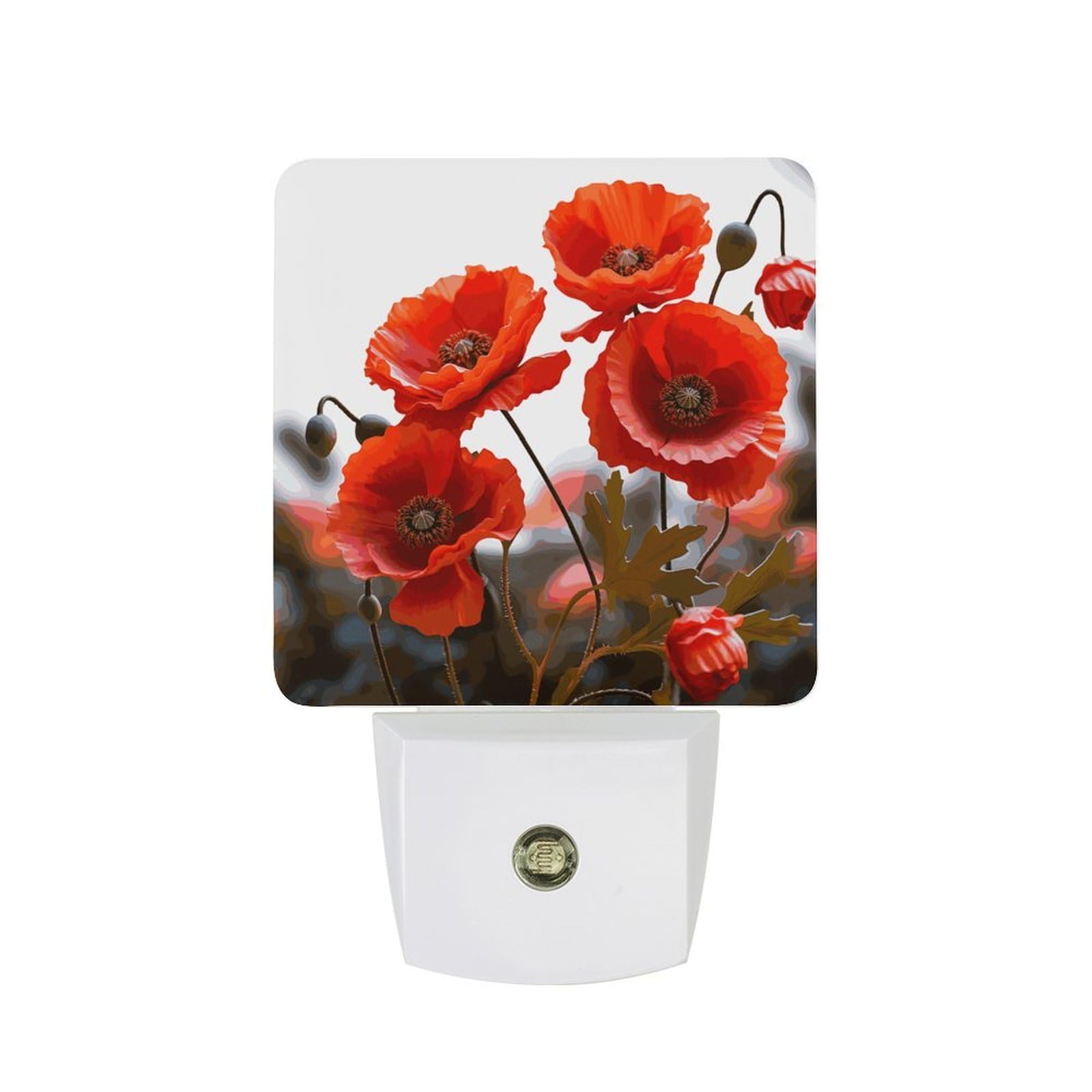 LDGSUPH - Vivid Petal Poppy Flower Smart Sensor Night Light, LED Lights with 0.5W Night Light Sensor, Plug-in Night Light, Bright Night Light, 4.5 x 3 x 2 inch