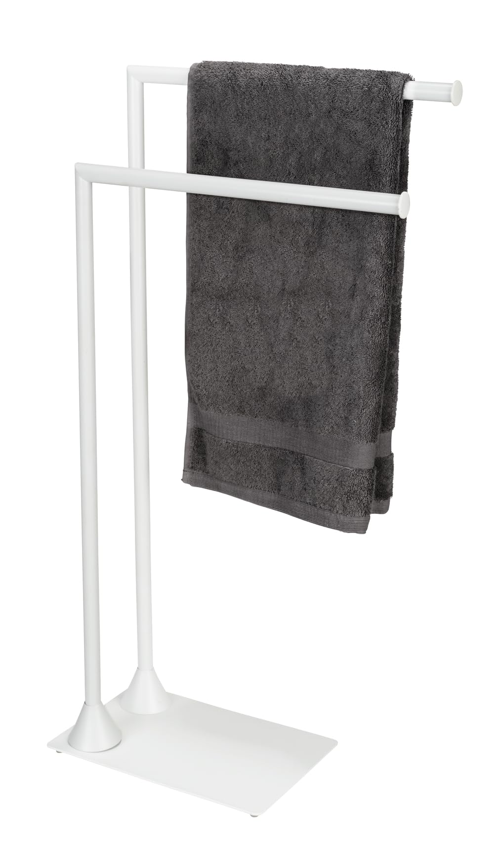 WENKO Hella - Toallero de pie con 2 Brazos para baño y Sala de Estar, Acero Lacado, Color Blanco Mate