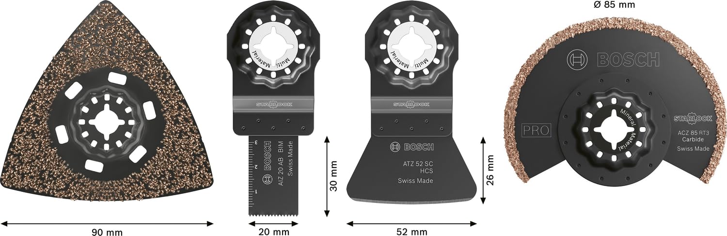 Bosch Set 4X per piastrellatura (per malta, colla, 134 x 104 mm, accessorio professionale multicutter)