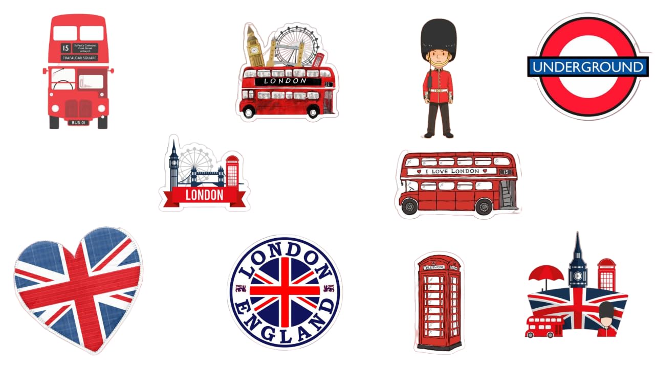 London Travel Stickers (Pack of 10) 2.5 x 2.5 inches for Laptop, Skateboard, Luggage, Snowboard, Refrigerator, Toys, Car, Bikes, Phones, Guitar Multicolor (B0CRLD29FF) Amazon Price History, Amazon Price Tracker