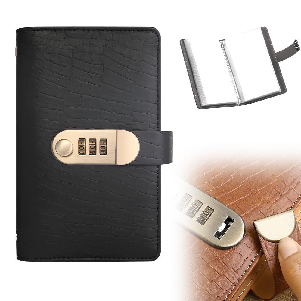 100 Transparent Pocket Currency Collectors Album, 2026 New 100 Envelope Money Savings Challenge Book with Password Lock for Collectors Savers (Black)