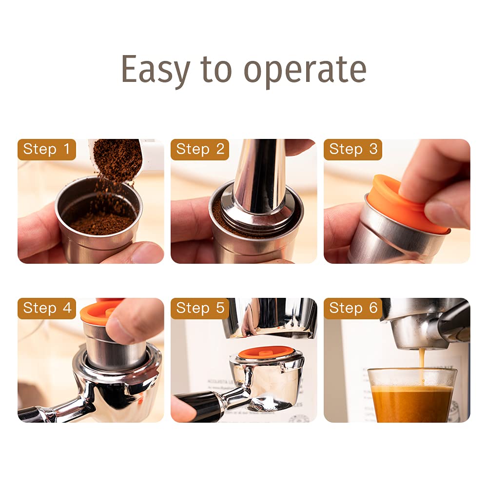 Set di 2 filtri ricaricabili per cialde di caffè e tamper compatibili con la macchina Illy IperEspresso X7.1 Y5 (2 capsule di caffè e 1 tamper)