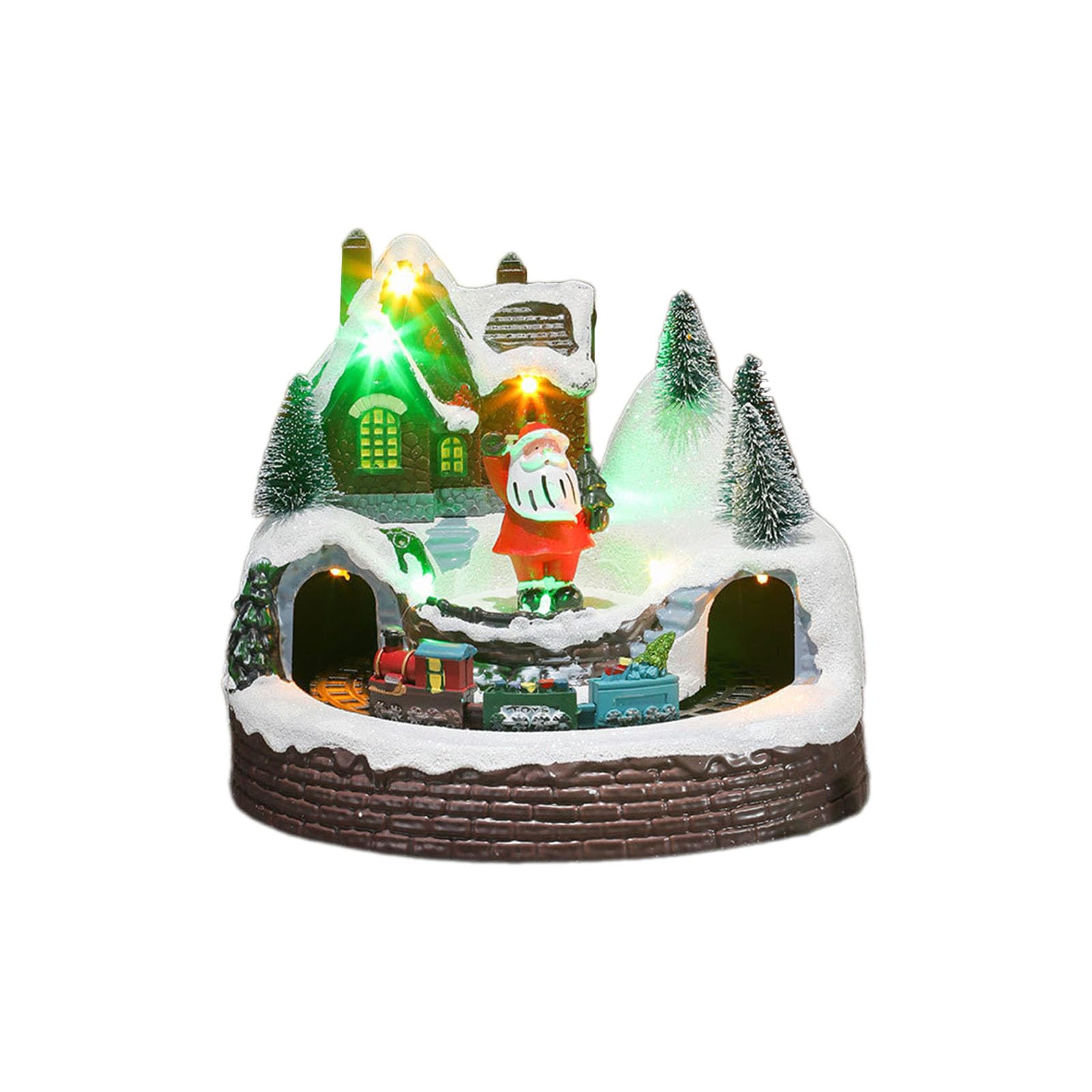 Kalttoy Enchanting Lighted Christmas Train Christmas Table Decorative Train with Lights and Music for Holiday Environment Rotating Ornament