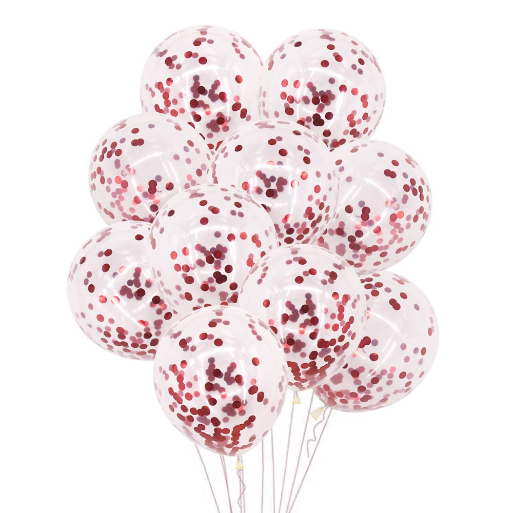 Time to Sparkle 50pcs 12'' Confetti Party Latex Balloons for Birthday Wedding Shower Christmas Decorations, Confetti-Red