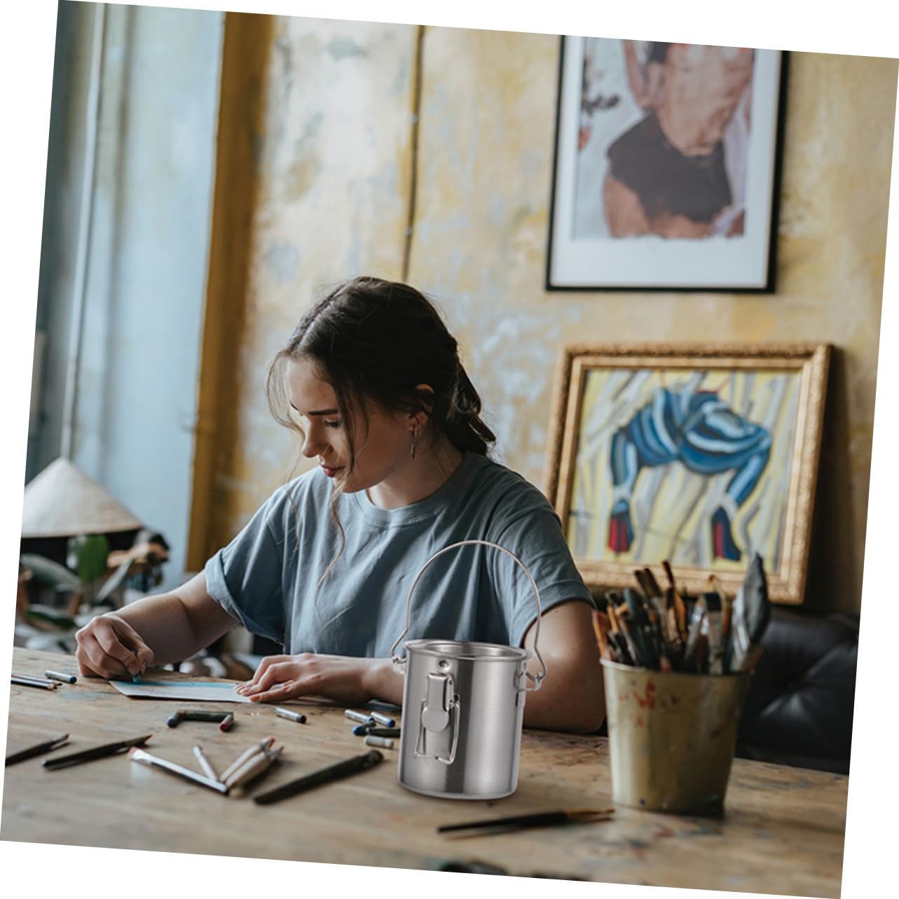 1 Set Painting Tool Bucket Lightweight Brush Washing Tool Multifunction Pen Buckets Oil Paint Brush Barrel Pen Washing Barrel Painting Brush Cleaning Bucket Paint Brush Basin