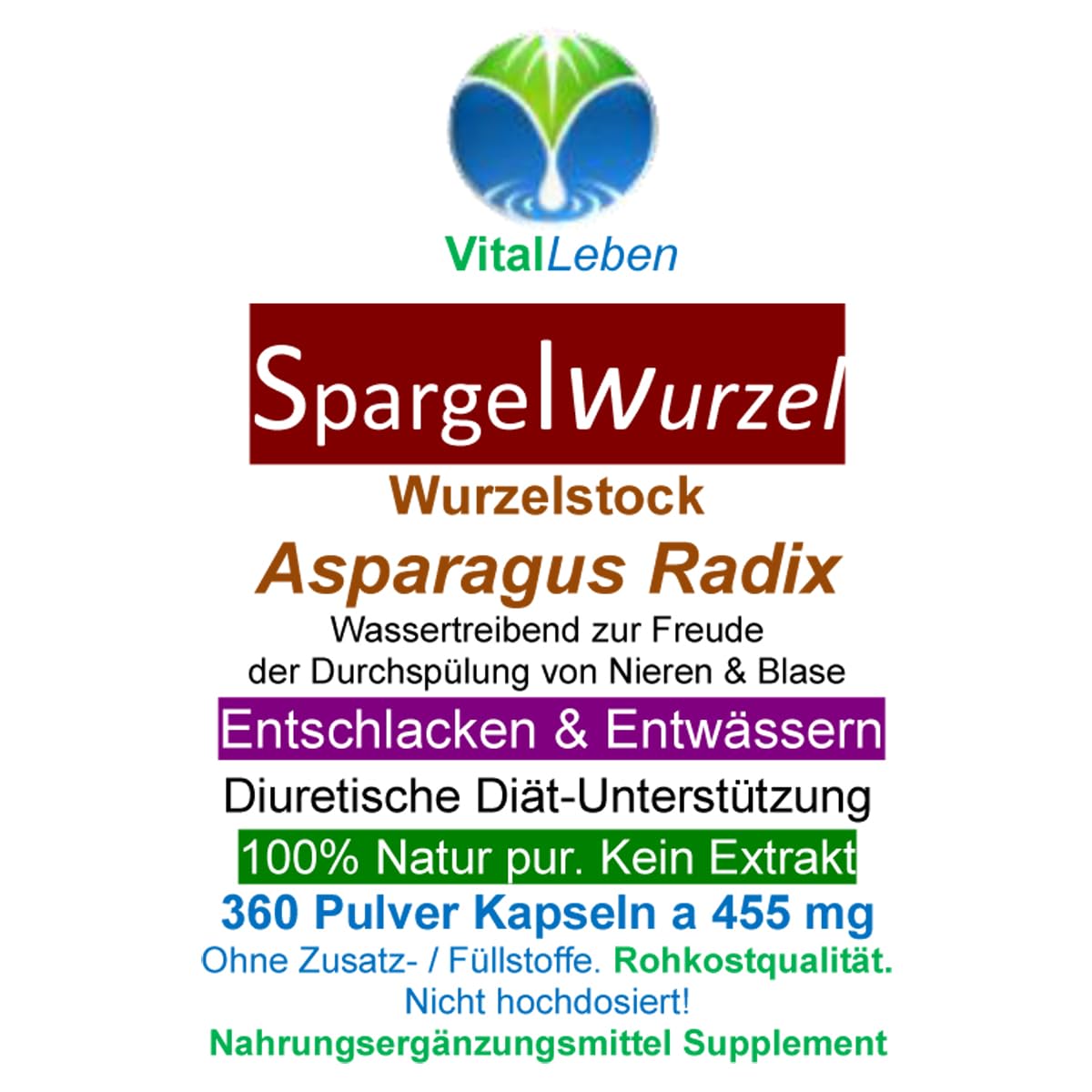 SPARGEL Wurzel SHATAVARI 360 Pulver Kapseln - ASPARAGUS Wirkung nach Ayurveda & Hildegard von Bingen - ADAPTOGEN & natürlicher STRESSKILLER - NATUR PUR - OHNE ZUSATZSTOFFE!! 26840-360